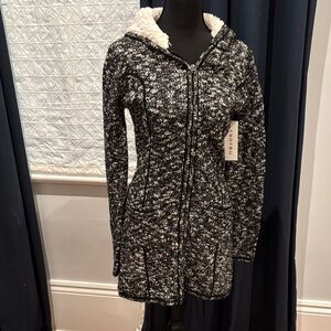 Soybu Black and White Knit Hooded Jacket